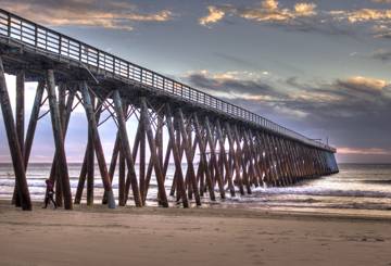Rosarito Beach pier at dusk